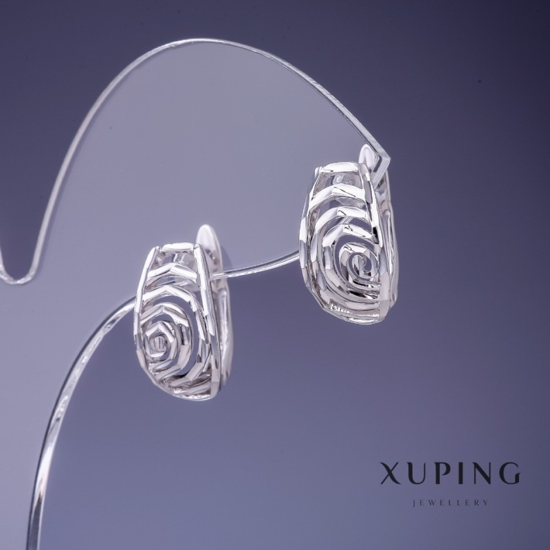 Náušnice Xuping 16×9 mm „Růže“ rhodiované