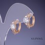 Náušnice Xuping se bílými krystaly 17×8 mm 'pozlacení 18K'