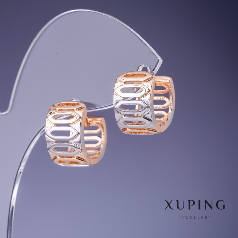 Náušnice Xuping 9×15 mm, pozlacení 18K a rhodiované
