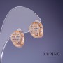 Náušnice Xuping 13×10 mm «pozlacení 18K» se bílými štrasovými kameny