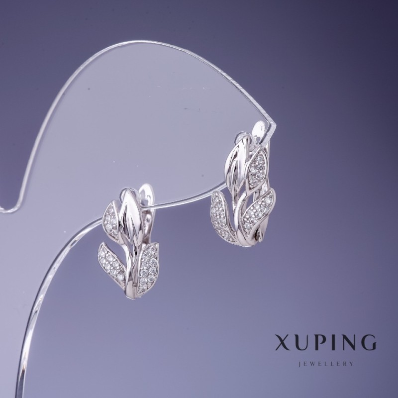 Náušnice Xuping Lístečky 14×10 mm rhodiované