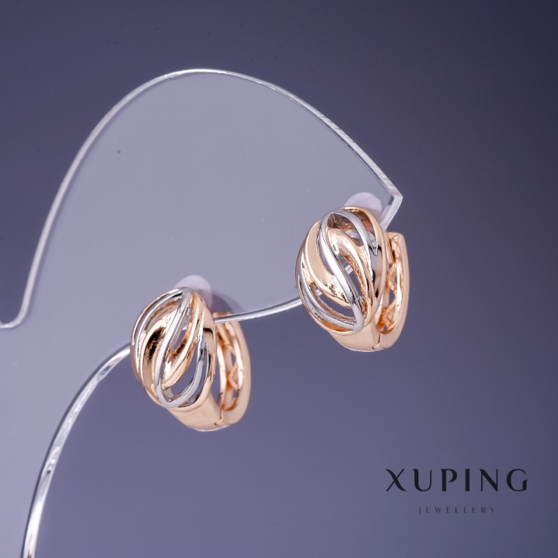 Náušnice Xuping 12×9 mm pozlacené 18K a rhodiované
