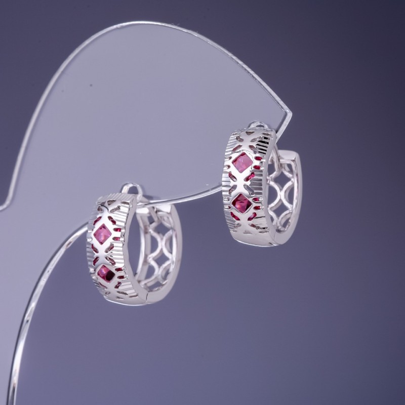 Náušnice Xuping s růžovými cirkony 14×6 mm rhodiované