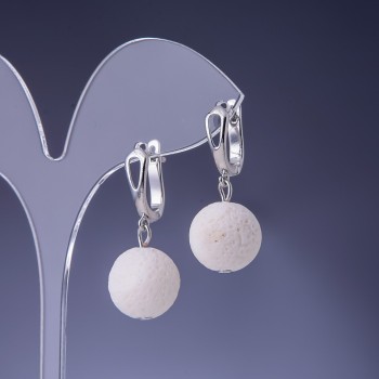 Náušnice z bílého hubovitého korálu Elegantní, průměr 14 mm