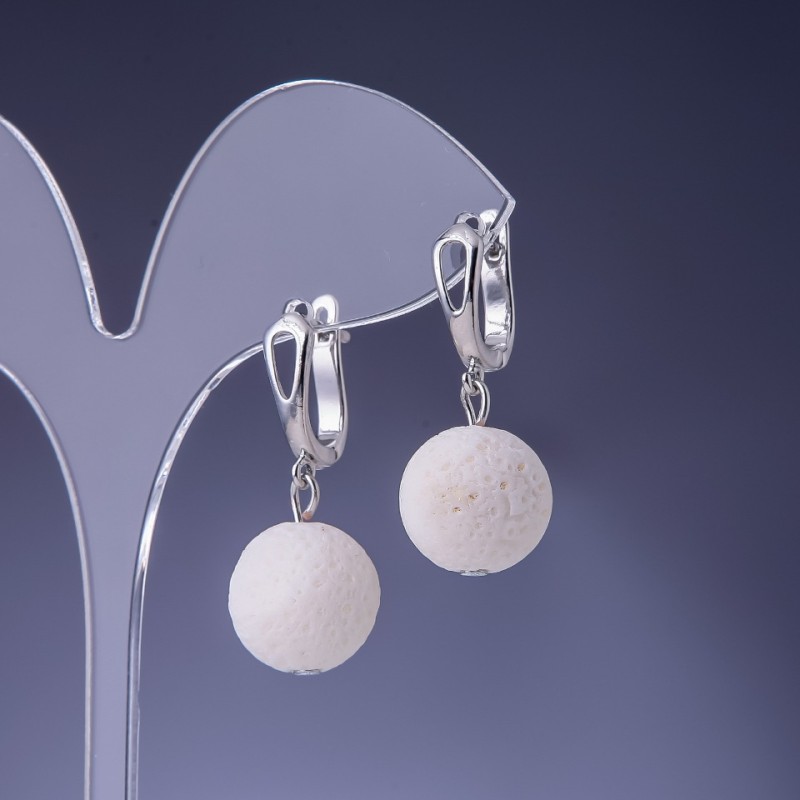 Náušnice z bílého hubovitého korálu Elegantní, průměr 14 mm