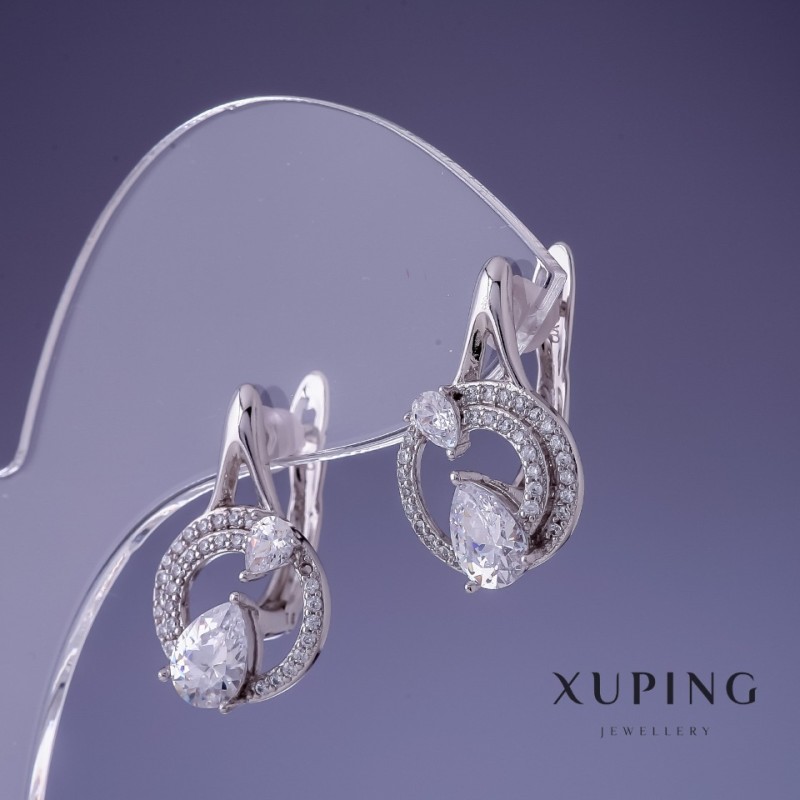 Náušnice Xuping rhodiované 20×12 mm