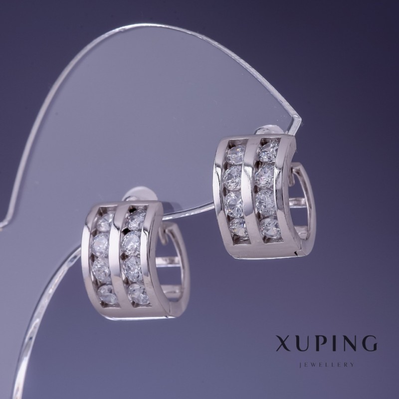 Náušnice Xuping rhodiované 9×14 mm