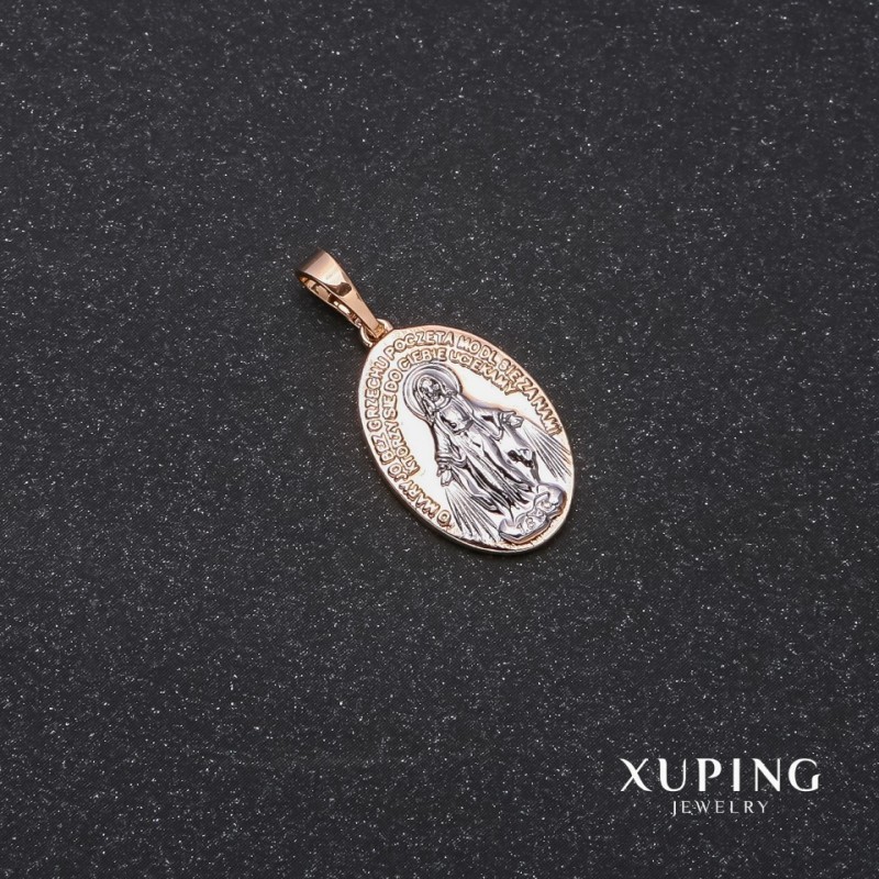 Přívěšek Xuping „O Panně Marii bez neposkvrněného početí“ 12×18×25 mm, pozlacení 18k a rhodium