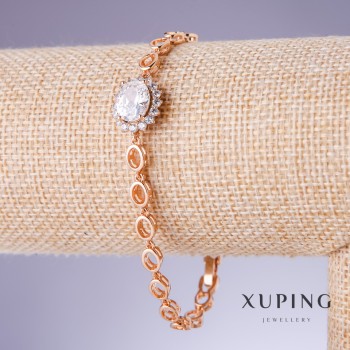 Náramek Xuping s bílými cirkony, tloušťka 5–13 mm, délka 18–20 cm, pozlacený 18K