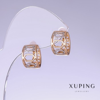 Náušnice Xuping, délka 15 mm, tloušťka 9 mm, rhodiované, pozlacené 18K