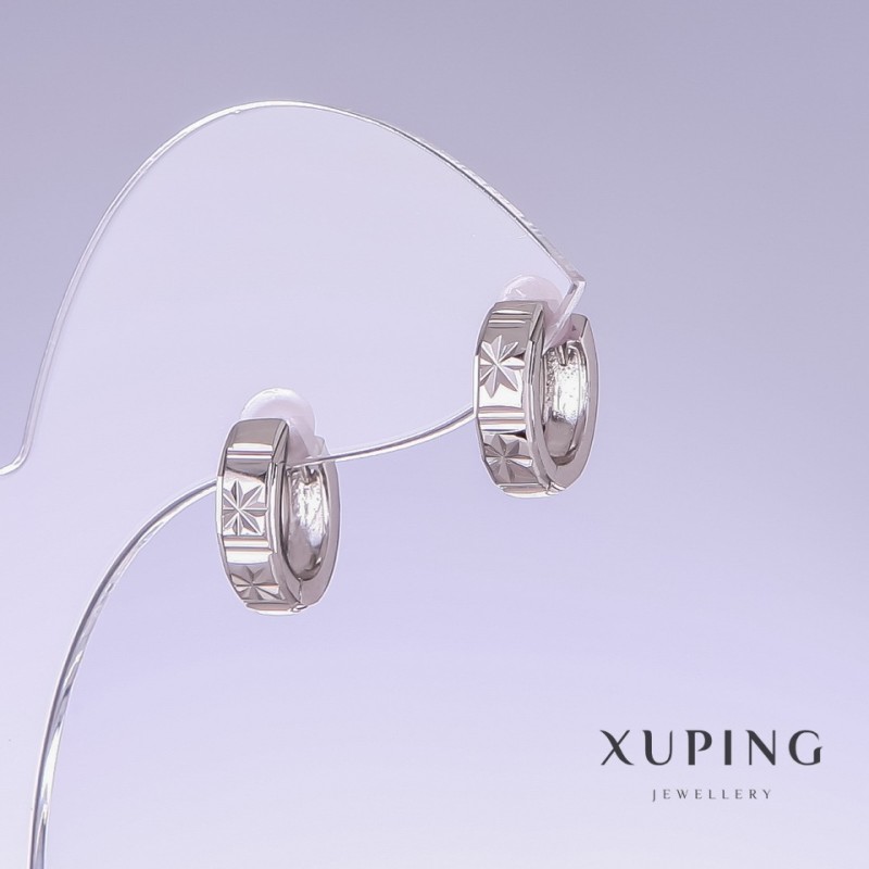 Náušnice Xuping, délka 13 mm, tloušťka 4 mm, rhodiované pokovení