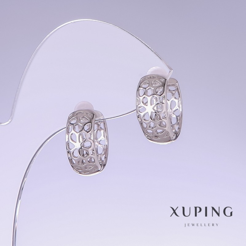 Náušnice Xuping, délka 17 mm, tloušťka 7 mm rhodiované
