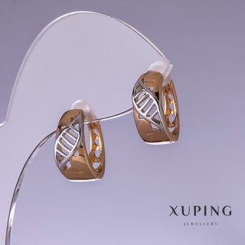 Náušnice Xuping 16×7 mm "pozlacení 18k a rhodium"