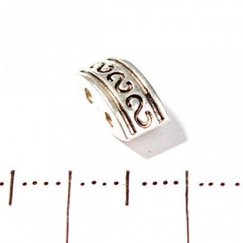 Vložka mezi korálky obdélníková, dvojitě vypuklá, na dvě nitě, kov, 10×5 mm, 20 g, balení ±25 ks