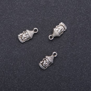 Přívěsek Buddha, průměr 7 mm, délka 16 mm, průměr 1,8 mm, balení 20 g, 15 ks (+ -)
