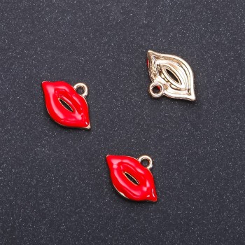 Bižuterní závěsná součástka Přívěšek Polibek, průměr 18 mm, délka 13 mm, otvor 1,9 mm, balení 10 ks (±)