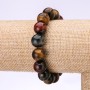 Náramek z býčího oka, sokolího oka a tygřího oka, průměr 12 mm, obvod 18 cm, na elastické gumičce