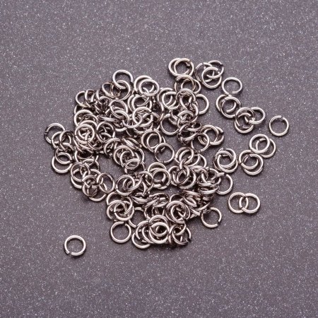 Spojovací kroužky, průměr 4 mm, šedý kov, balení 25 g