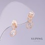 Náušnice Xuping s bílými cirkony, průměr 6 mm, délka 14 mm, pozlacení 18K