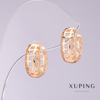 Náušnice Xuping s krajkovým vzorem, průměr 7 mm, délka 16 mm, pozlacení 18K