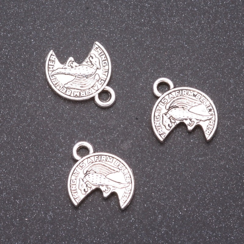 Přívěšek mince, průměr 12×15 mm, díra 1,7 mm, balení ± 24 ks