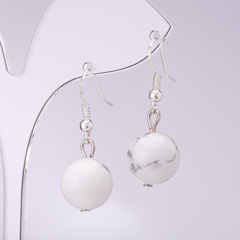 Náušnice z chalcedonu, průměr 12 mm, délka 34 cm