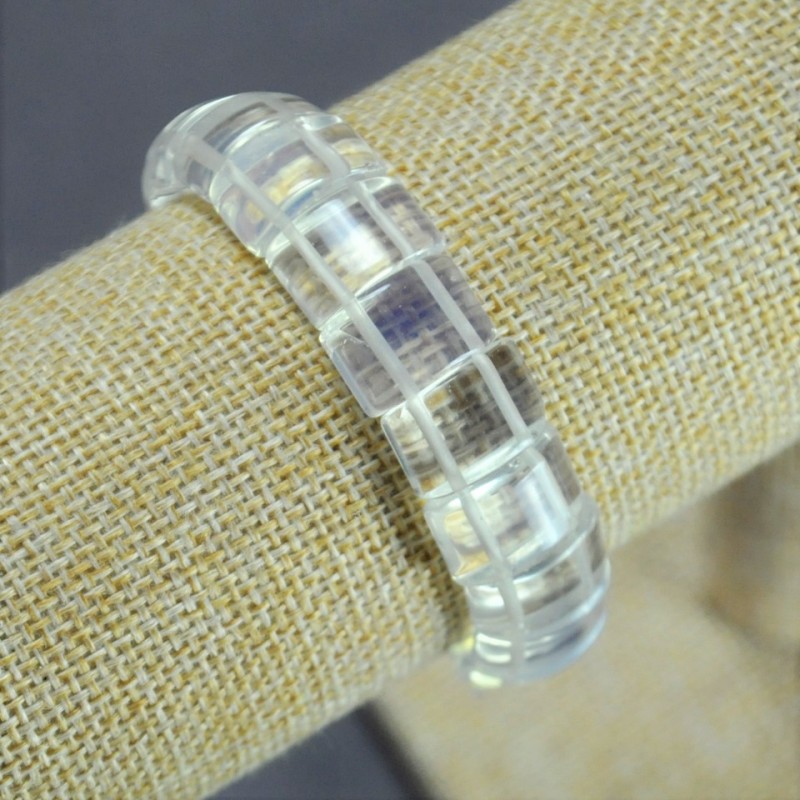 Náramek z měsíčního kamene – články 15×10 mm