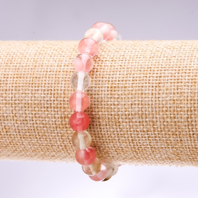 Náramek z chalcedonu – hladké kuličky, průměr 8 mm, délka 18 cm