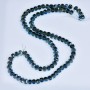 Křišťálové korálky ve stylu Swarovského, šedé, fasetované kuličky s nástřikem petrolejově modrým, průměr 5×4 mm, navlečené na niti o délce 48 cm