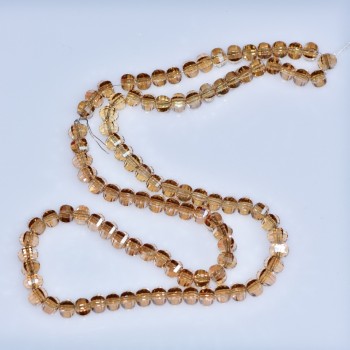 Křišťálové korálky ve stylu Swarovski šampaň, broušené kuličky, průměr 5×4 mm, na niti, délka 48 cm