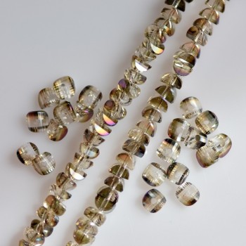 Křišťálové korálky ve stylu Swarovski, šampaňová barva s fialovým nástřikem, průměr 2,5×4 mm, navlečené na šňůrce, délka 48 cm