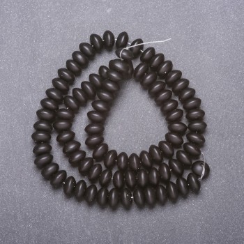 Korálky na niti ze šungitu (umělé), hladké rondelové, průměr 8×5 mm, délka 38 cm