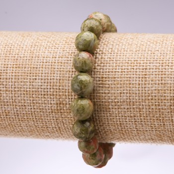 Náramek z přírodního kamene heliotropu, granované kuličky o průměru 10 mm, délka 18 cm na gumičce