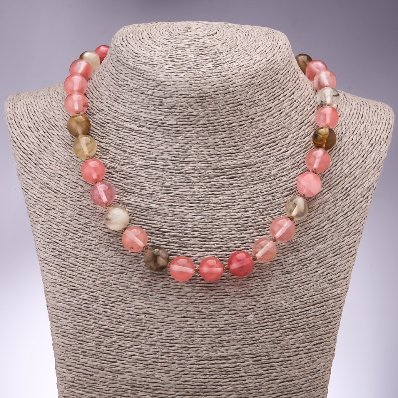 Náhrdelník z chalcedonu – hladká kulička, průměr 12 mm, délka 45 cm