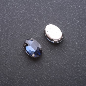 Cena za balení / 10 ks. Přišívací krystal v čepu oválný 10×14 mm modrý