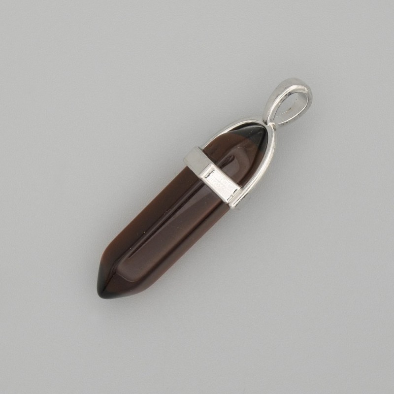 Přívěšek šestiúhelník „kouřový topaz“ sklo 8×35×40 mm