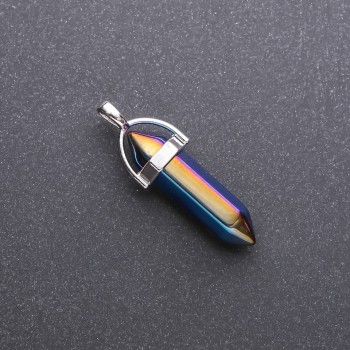 Přívěšek šestiúhelník modrý «benzín» 8×35×40 mm