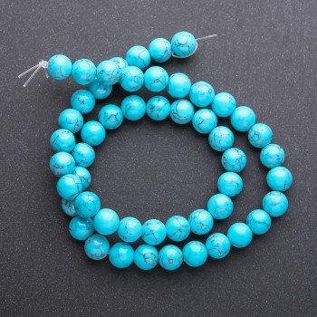 Korálky tyrkysové (umělé) hladká kulička, průměr 8 mm, délka šňůry 38 cm