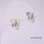 Náušnice Xuping Motýli se bílými krystaly 10×10 mm rhodiované