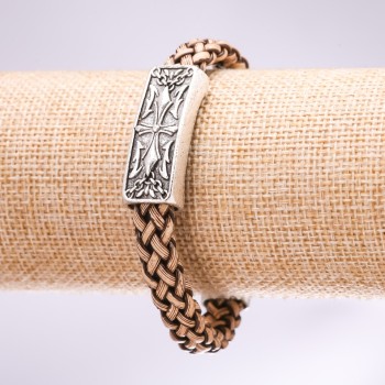 Náramek s křížovým pletením, hnědý, délka 20 cm