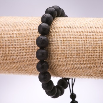 Náramek z lávy, korálky o průměru 10 mm, délka 18–24 cm, s nastavitelnou délkou