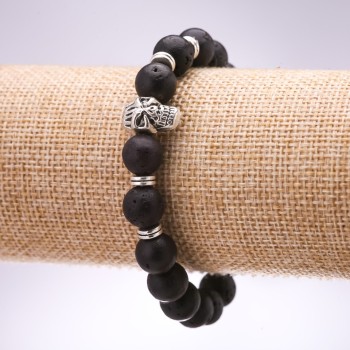 Браслет Лава Череп, діаметр 10мм, довжина 18см на резинці