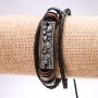 Náramek z eko kůže s lebkami na stažení, délka 18–24 cm, černý