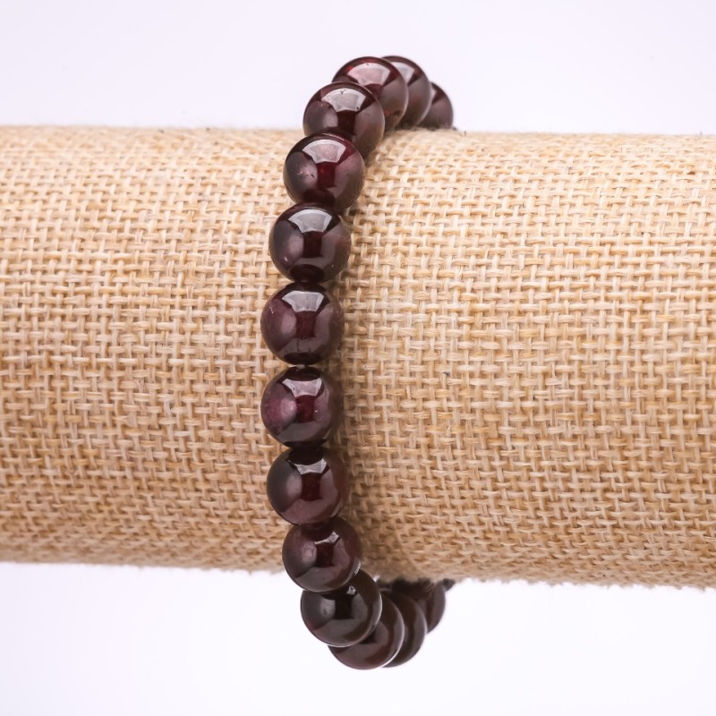 Náramek z granátu, hladká kulička, průměr 8,5 mm, délka 18 cm, na gumičce