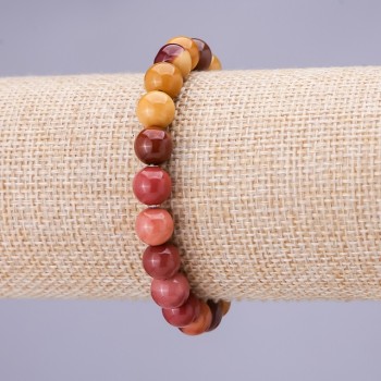 Náramek z Mookaite jaspis hladké kuličky, průměr 8 mm, délka 18 cm na gumičce