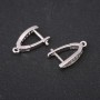Háčky na náušnice se štrasami 19×4 mm, stříbrný kov, cena za pár