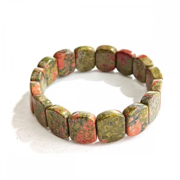 Náramek na gumičce z jaspisu heliotropu, oválné kameny 13×18 mm