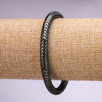 Náramek z hematitu – rondely se zigzagovým ozubením, kulaté, průměr 6×4 mm, délka 18 cm