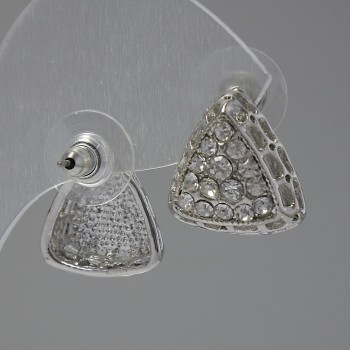Náušnice pecky se zirkony bílé barvy, 15 mm, stříbrný kov