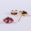 Náušnice Xuping pecky se Swarovski krystaly, tvar zrníčka, barva růžová, průměr 6×11 mm, pozlacené